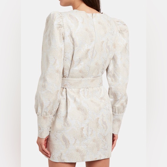 THE ANDAMANE Shimmer Metallic Long Sleeve Mini Dress Small - Picture 4 of 7